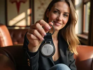 Tesla Soporte Llavero Cuero Robusto Brillo Diseño Sport